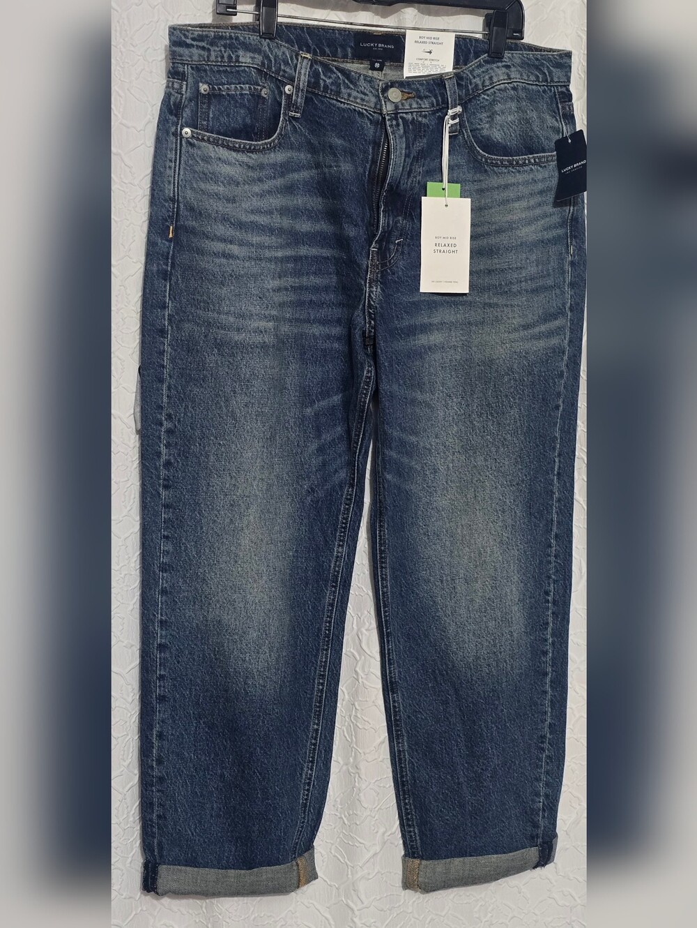 Lucky Brand Boy Mid Rise Relaxed Straight Jeans Comfort Stretch NWT Size 12/31R
